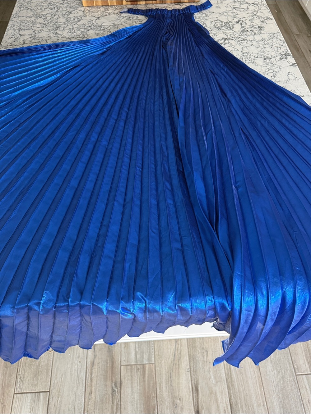 Blue Pleated Cape for Costume